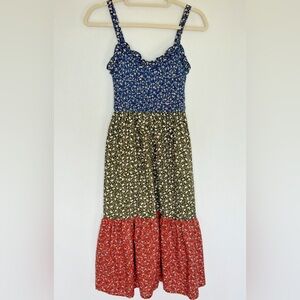 BOG Collective Boho Floral Tiered Smocked Sun Dress Size Small